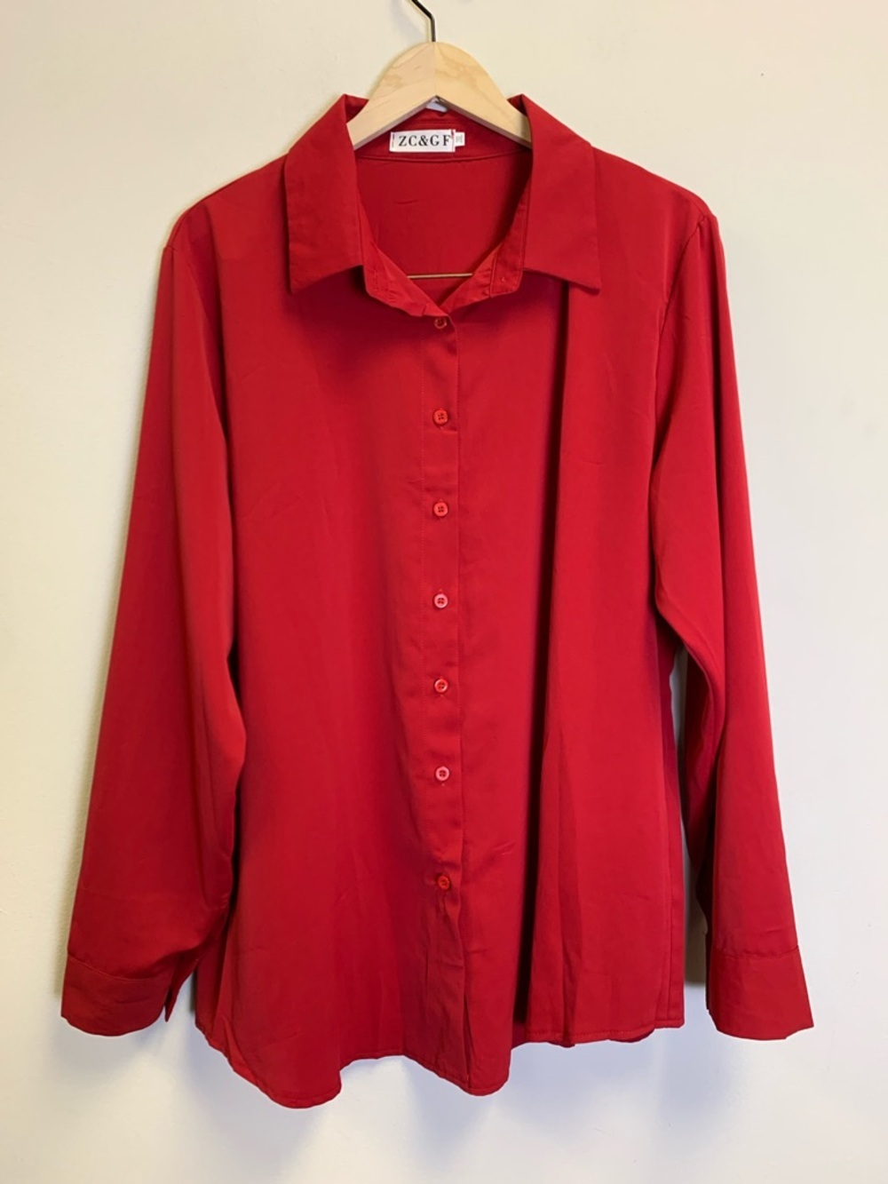 ZC & GF Red Button-Down Shirt for Women